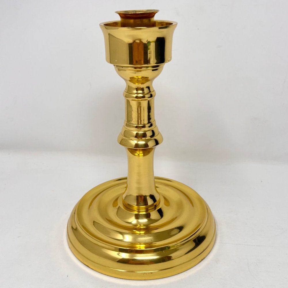Candlestick / Candleholder Solid Brass 7.25 Tall 5.25” Diameter Base